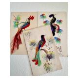 Trio of Antique Mexican Postcards Hand Painted w/