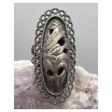 Vintage Beau Sterling Silver Filigree Ring 4.41g