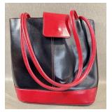 Vera Pelle Womenï¿½s Handbag Black w/ Red Leather