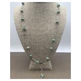 Silver Hand Forged & Hammered Necklace & Green