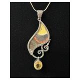 .925 Silver Necklace w/ Butterfly Wing Pendant