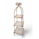 Three Tiered White Metal Graduated Plant Stand