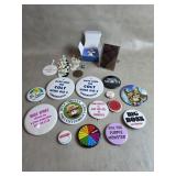 Memorabilia Vtg. Tin Litho Tabs Buttons