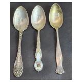 Three Sterling Silver Souvenir Spoons