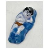 MINIATURE HAND PAINTED POTTERY BABY JESUS FROM