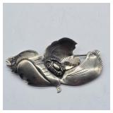 STERLING SILVER HAND WROUGHT FLORAL BROOCH