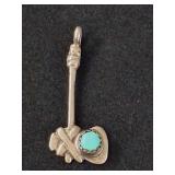 Silver Tomahawk Pendant w/ Turquoise (?) Stone