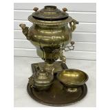 Vintage Brass Samovar Tea Coffee Set w/ Tray +