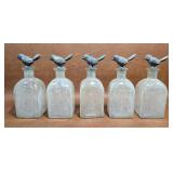 5 Apothecary Bottles with Bird Stoppers, 5ml Each