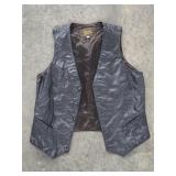 David James black leather western vest featuring