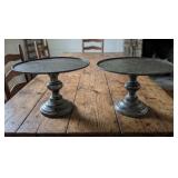 2 Metal Dessert Stands with Distressed Patina