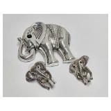 Elephant Pendant / Brooch & Earrings