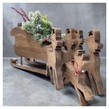 Wood Sleigh w/ Wood Reindeer
