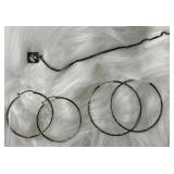 .925 Silver Necklace w/pendant & Hoop Earrings