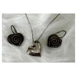 .925 Silver Necklace & Earrings - Hearts