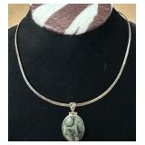 .925 Silver Collar w/ Kamba Jasper (?) Pendant