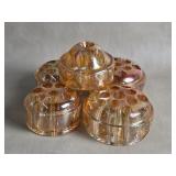 Collection Of MarigoldCarnival Glass Flower Frogs