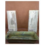 Metal Planter & 2 Wood Farmhouse Style Letter