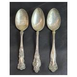 3 Sterling Silver Kansas Souvenir Spoons ,