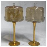 2 Hand Blown Glass Dessert Display Pedestal Stand