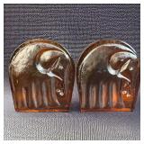 Pair of Blenko Glass Elephant Bookends HEAVY