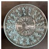 Jeannette Glass FEATHER Azure Blue Large Round