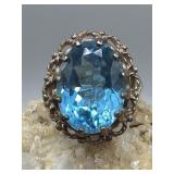 Vintage Clyde Duneier 925 & Blue Topaz Ring