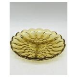 VINTAGE ANCHOR HOCKING AMBER GLASS RELISH DISH