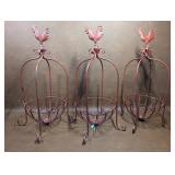 3 Distressed Metal Egg Baskets