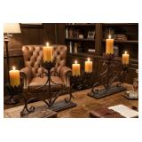 2 Vintage-Style Metal Candle Candelabras,