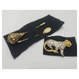 Vtg Leopard Brooch & Hat Pins Costume Jewelry