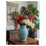 NOS Crackle Turquoise Glazed Earthenware Vase