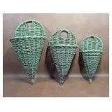 3 Woven Wicker Wall Pockets