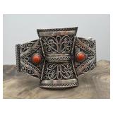 North African ? Berber Hinged Silver & Cornelian