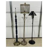 3 Vintage Floor Lamps, Metal, WoodNo Shipping