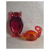 UV Reactive Vintage Viking Art Glass Amberina