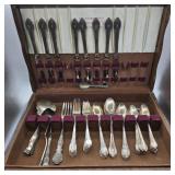 "REMBERANCE" SILVER PLATE FLATWARE IN WOOD