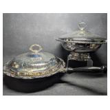 Silver plated Round Chafing Dish Wood Handle  &
