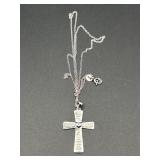 RHODIUM OVER STERLING SILVER CROSS NECKLACE W/