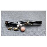 Hawaiian Black Coral ? w/ 14K Yellow Gold - Pink