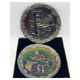 PAIR VINTAGE FENTON CARNIVAL GLASS PLATES