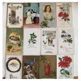 12 Mixed Antique Christmas Postcards