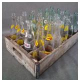 Vintage Wood Soda Crate & 20+ Vntg Pop Bottles -