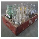 Vntg Pop Kola Soda Bottles + in Wooden RC Cola