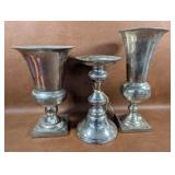 Metal Urn Planters and Candle Stand
