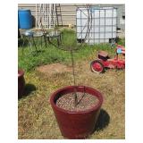 Large Pottery Planter w/ Metal Art