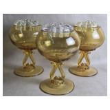 3 Honey Amber Footed Viking Glass Flowerlite