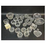 Vintage Salt Cellars , Cut Glass , Etched + Small