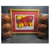 CeramicMarbleized Ball Accents Orange Decorative