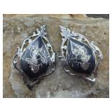 Siam Sterling Niello Dancing Clip On Earrings